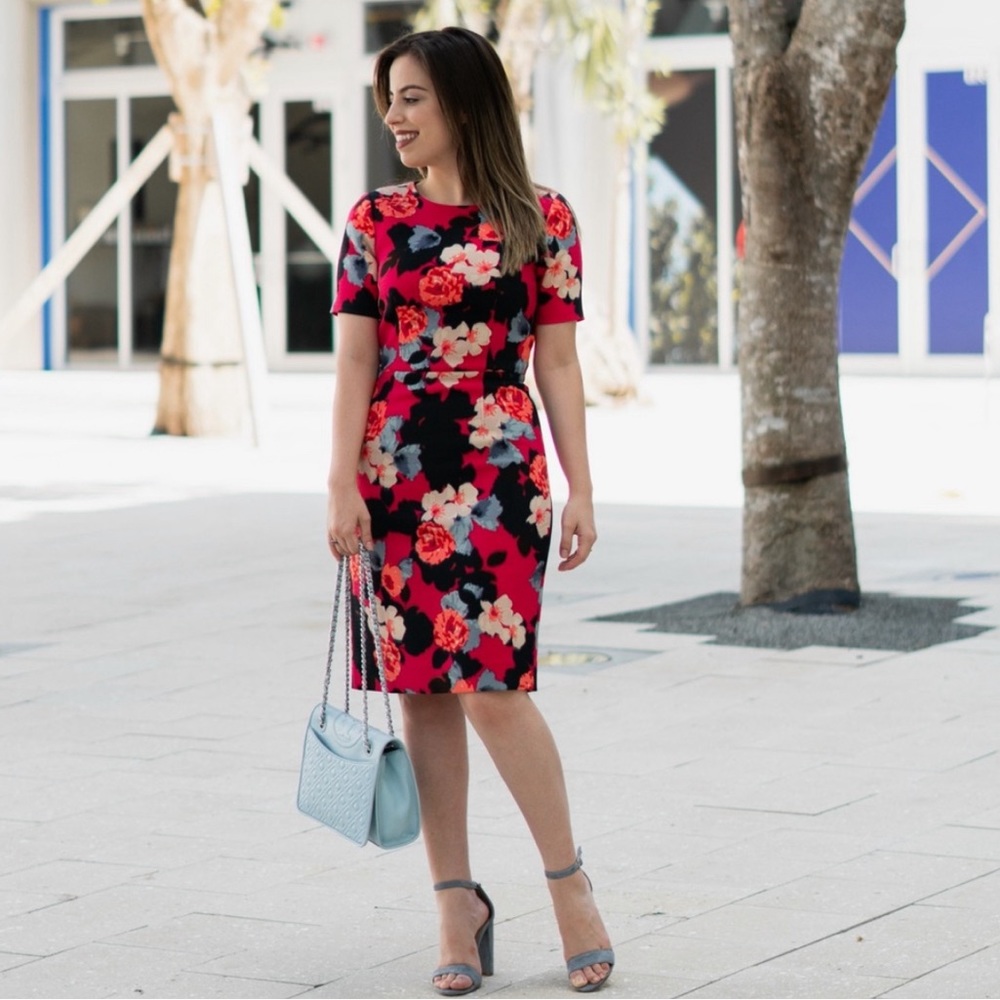 NWT J.Crew Factory Pink Floral Sheath Dress size 8 #205